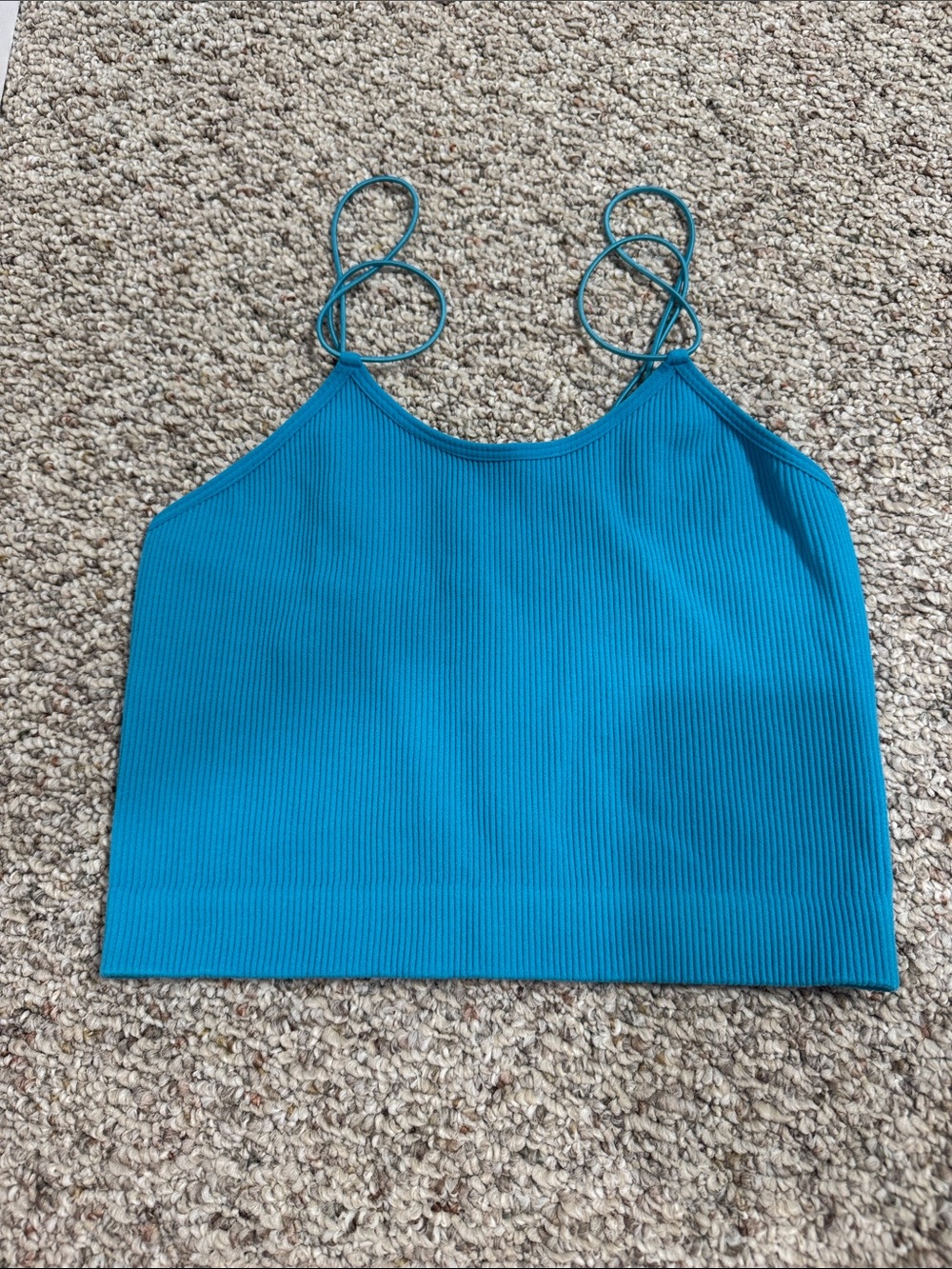 Blue Ribbed Crop Top - Picture 1 of 2